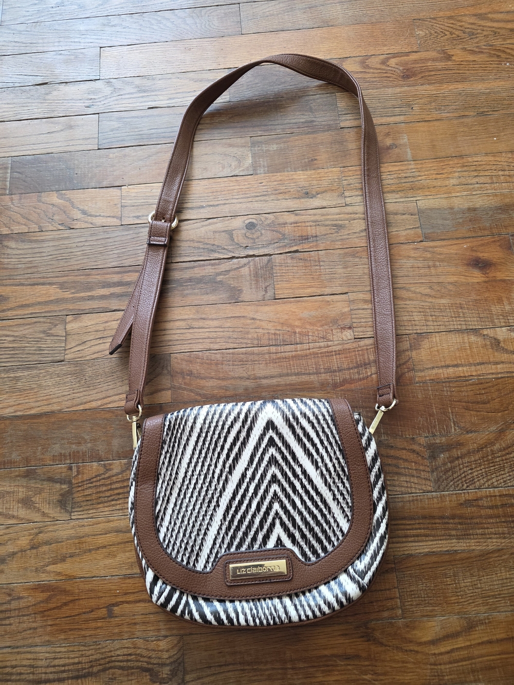Liz Claiborne Animal Print Chevron Adjustable Strap Shoulder Bag